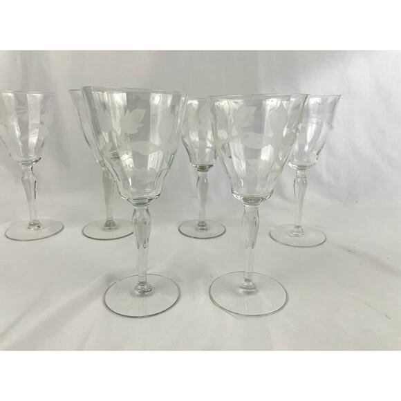 VTG Set of 6 Frosted Floral Liqueur Glasses Stemware Barware - Picture 7 of 16